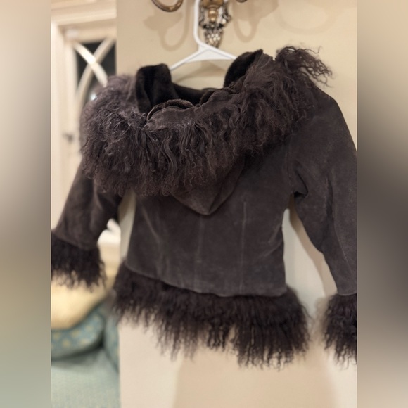 Lili Gaufrette Pig Suede & Tibetan Wool Brown Penny Lane Coat | Size 4Y | NWT - Picture 5 of 6